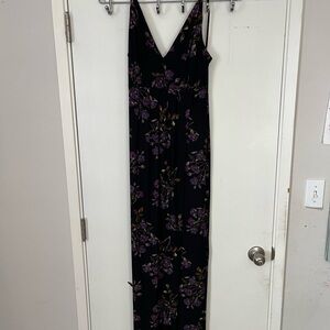 NBD Black Maxi Dress with Purple Floral Design